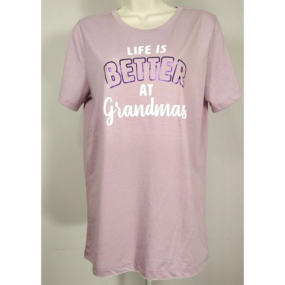 Mother's Day Granmas Purple Shirt Womens Large Short Sleeve Round Neck Ladies